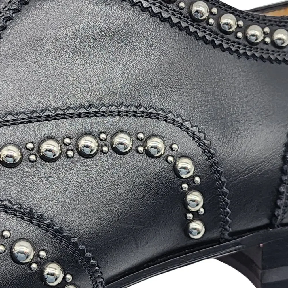Christian Louboutin Charlie Clou Studded OxfordS - Leather - Black 42 9US $1395